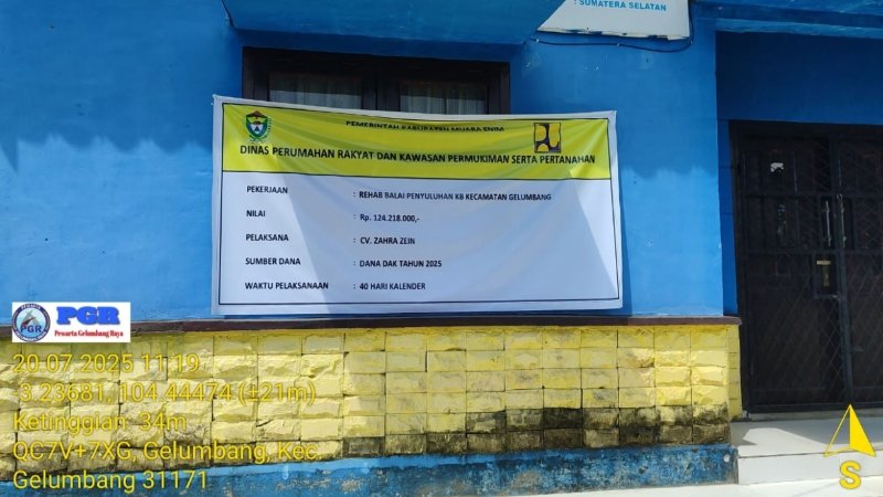 CV. Zahra Zein selaku kontraktor pelaksana rehab balai KB kecamatan Gelumbang
