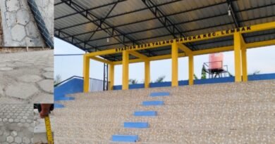 Habiskan Anggaran Milyaran, Proyek Tribun di Desa Talang Nangka Diprotes Warga