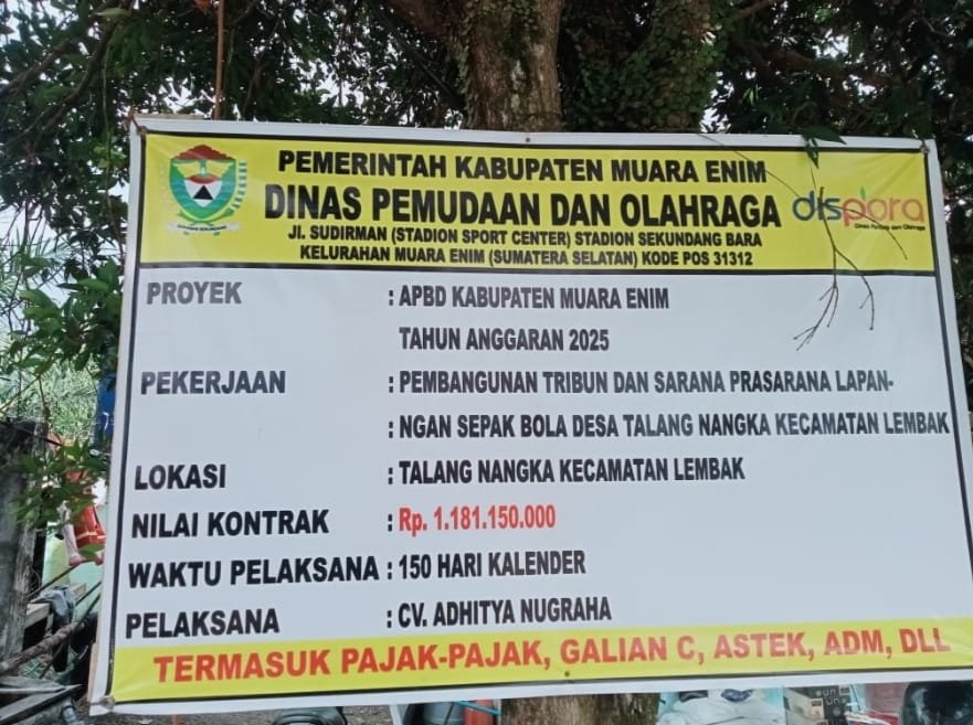 Dikerjakan CV. Aditya Nugraha, Sarpras Olahraga di Talang Nangka Ambruk